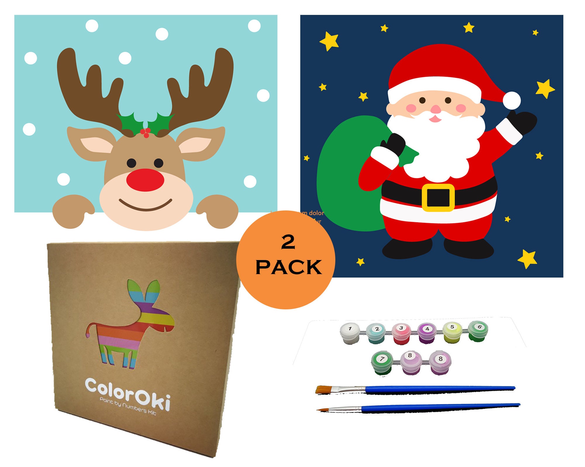 Christmas Paint by Numbers Framed Kit 2Pack for Kids Pre Etsy