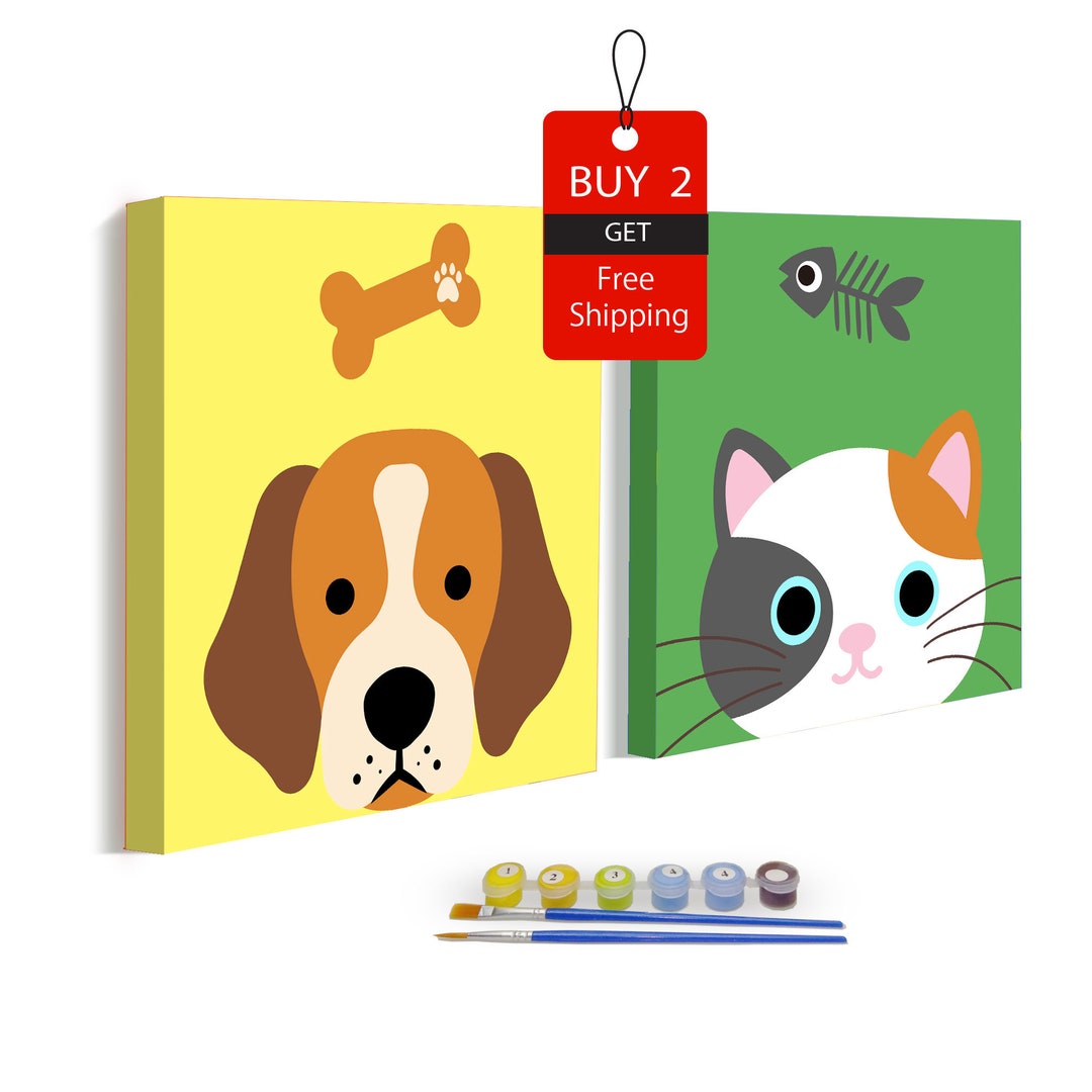 2pack Paint by Numbers Kit for Kids Art Beginner, Easy Acrylic
