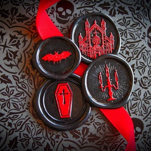 The Dracula's Castle - Pre-Made Wax Seal Set | Vampire | Gothic | Coffin | Bat | Horror Stationery
