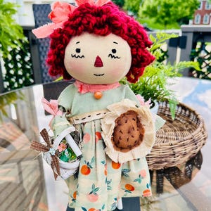 SUMMERTIME ANNIE Doll– Primitive Raggedy Ann Doll 14 inch – Ooak Annie Doll, Raggedy Ann Décor, Whimsical Annie Doll, Raggedy Ann Doll
