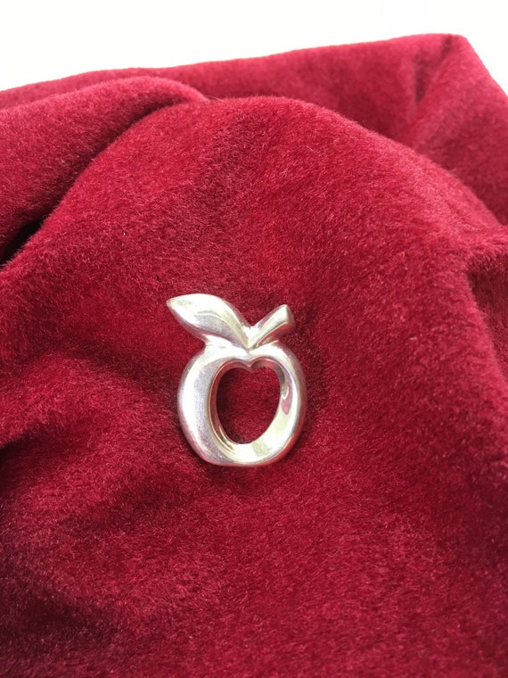 Handmade Sterling Silver Apple pin.