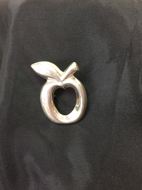 Handmade Sterling Silver Apple pin. - image 3