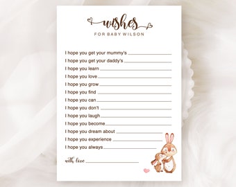 Personalised baby wishes cards, baby shower games, gender neutral, wishes for baby, advice for baby