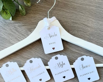 Hanger tags for wedding, wedding tags, personalised hanger tags, foiled tags, foiled wedding hanger tags, hanger tags