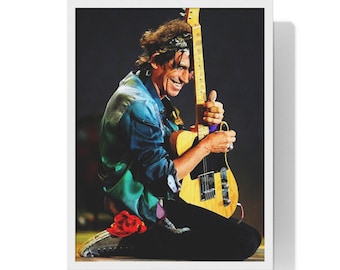 Painting Portrait Pop Star Musician Keith Richards 12X16 Inch Framed Art Print