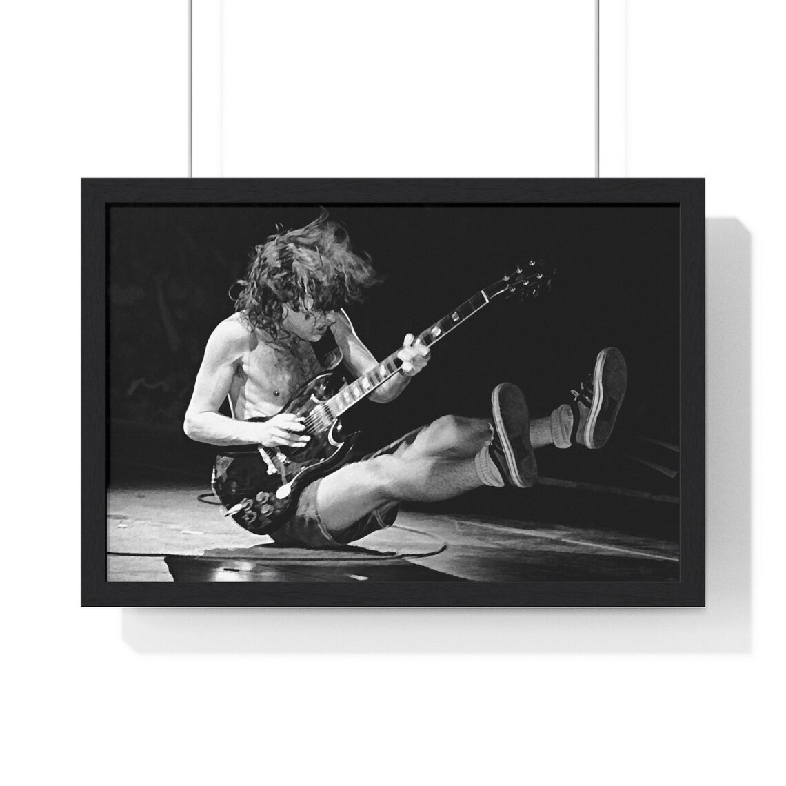 AC/DC Angus Young Art Poster Hard Rock Mixed Painting Blues | Etsy