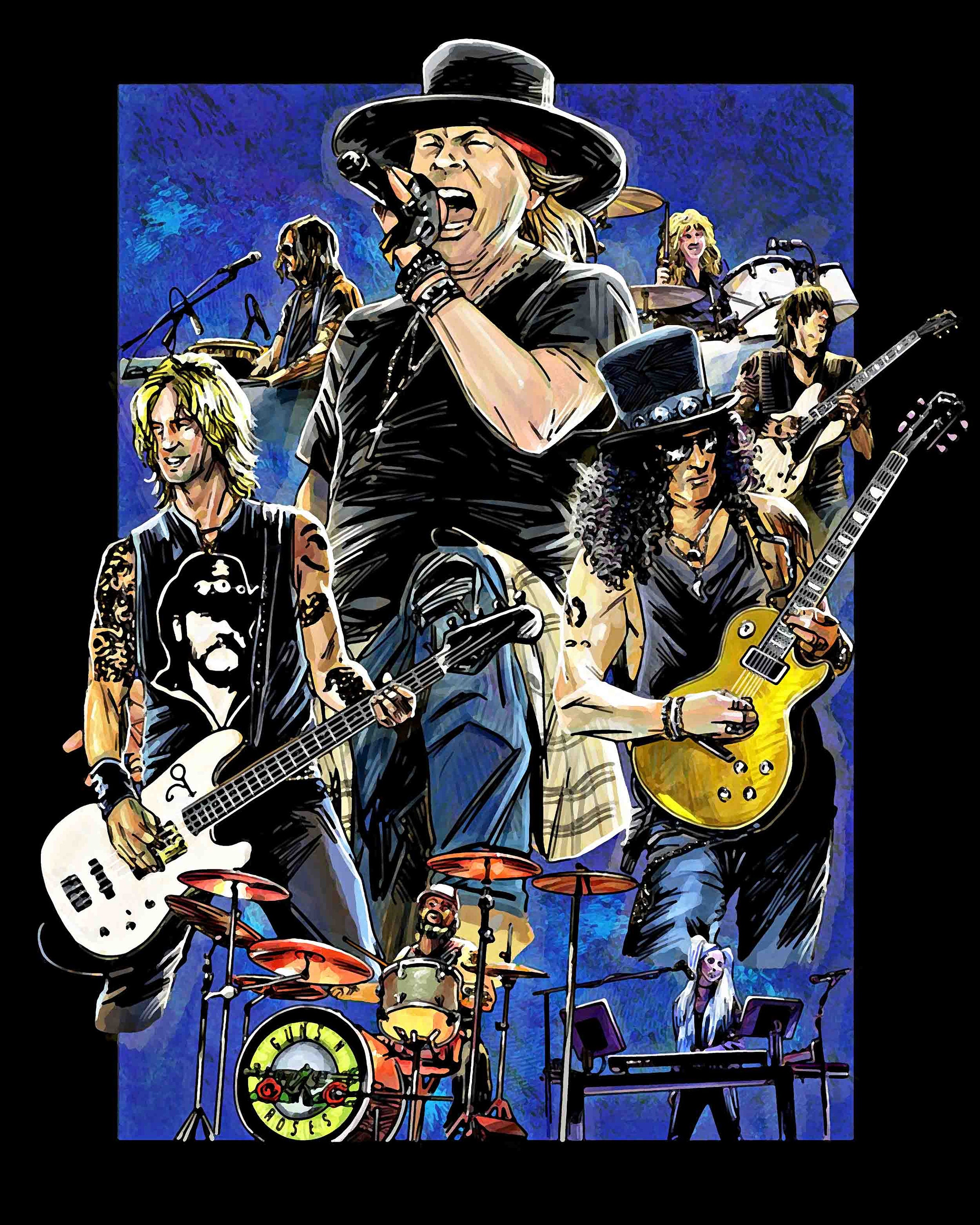 Guns N Roses Concert Poster Axl Rose Slash Hard Rock Heavy Etsy