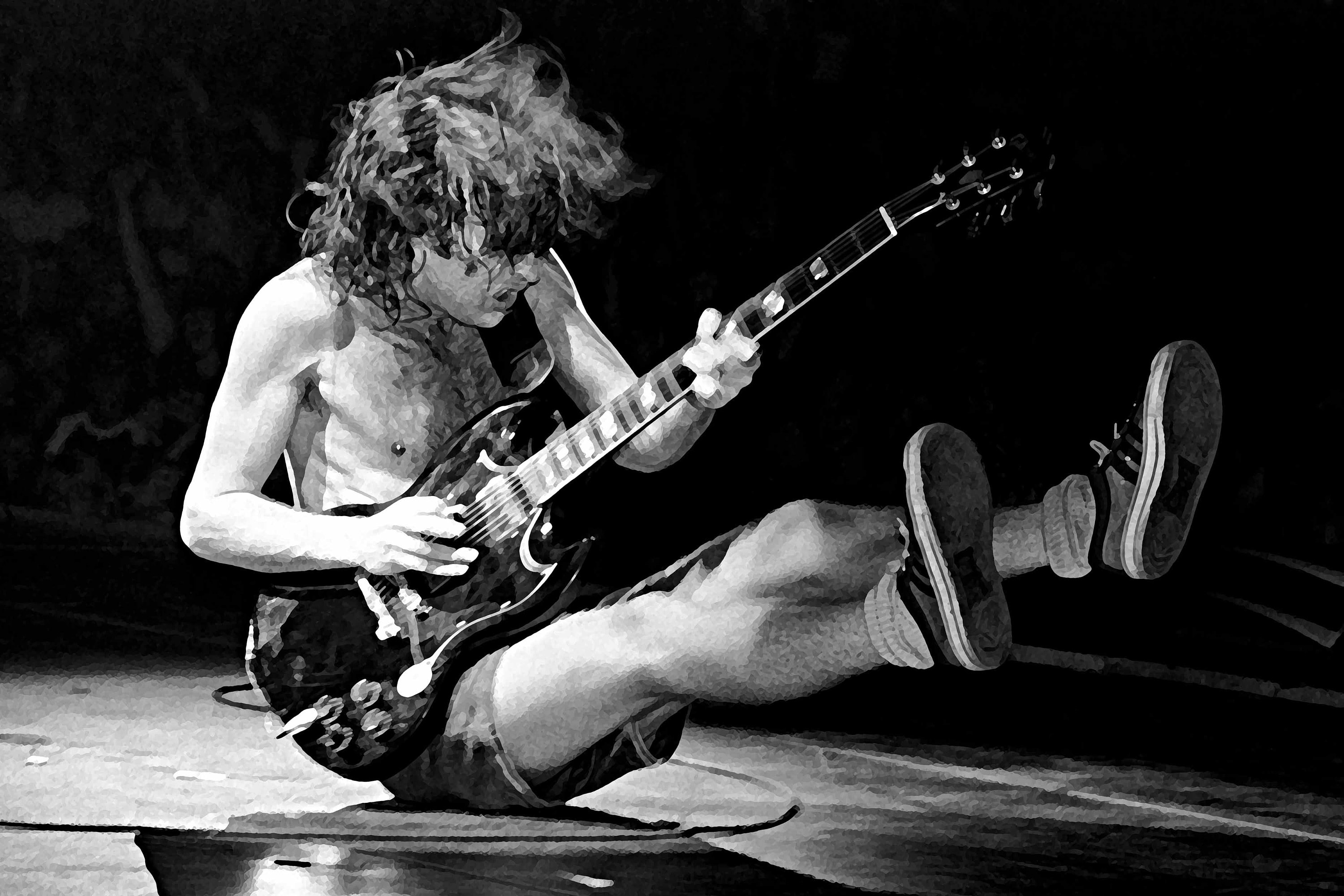 AC/DC Angus Young Art Poster Hard Rock Mixed Painting Blues - Etsy UK