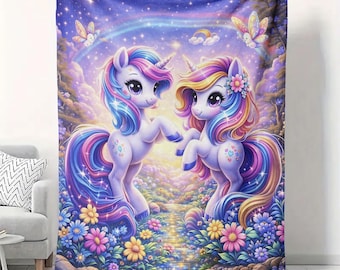Manta de terciopelo con diseño de unicornio arcoíris pastel, 50 x 60 cm, estilo hada caprichosa