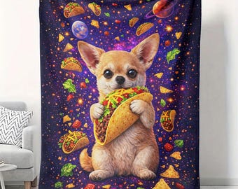 Manta divertida de terciopelo con diseño de chihuahua, diseño de galaxia, 50 x 60 cm, ideal como regalo para amantes de los perros.