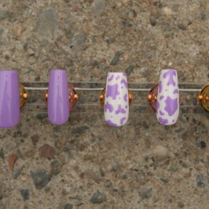 Purple Cow Print Press-on nails