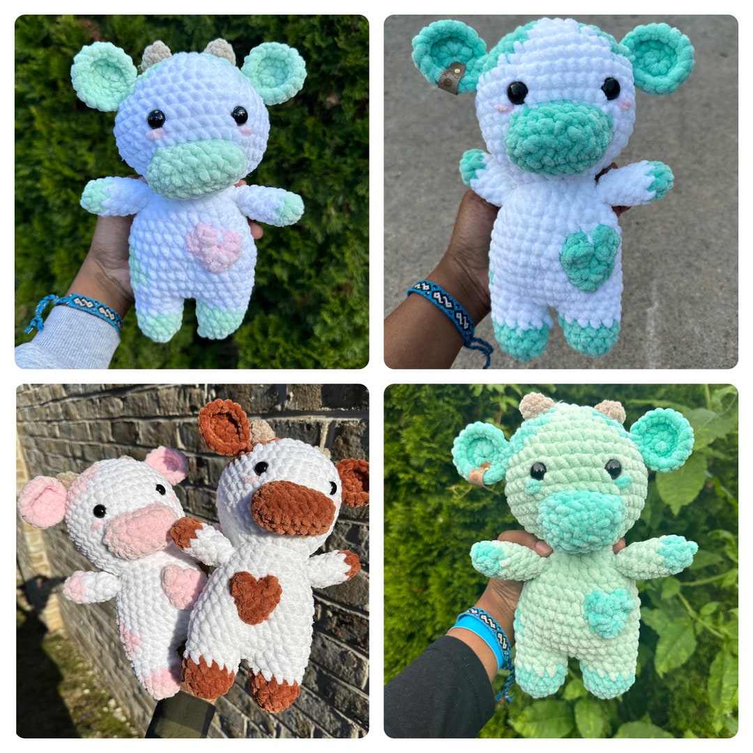 Mini Crochet Cow Plushie Amigurumi Velvet Stuffed Animal Etsy