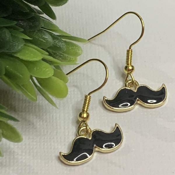 Mustache Earrings, Mustache, Gift Idea, Fun Jewelry, Cinco De Mayo Earrings, Unique Earrings, Dangle Earrings, Silly Earrings, Cute Earrings