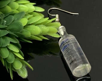 Absolut Earrings, Vodka, Dangle Earring, Fun Earrings, Alcohol Earrings, Unique Earrings, Gift, Unique Jewelry, Silly Earring, Birthday Gift