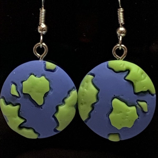 Earth Earrings, Globe, Dangle Earrings, Fun Earrings, Earth Day Earrings, Unique Earrings, Gift, Unique Jewelry, Silly Earrings, Gift Ideas