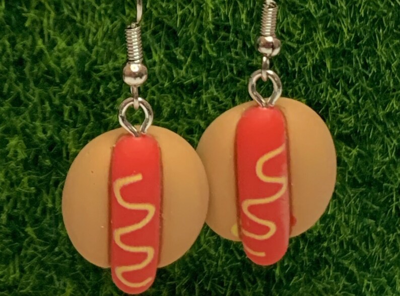 Hot Dog Earrings, Hot Dog, Dangle Earrings, Unique Earrings, Food