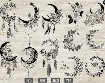 Download Floral Moon Svg Etsy