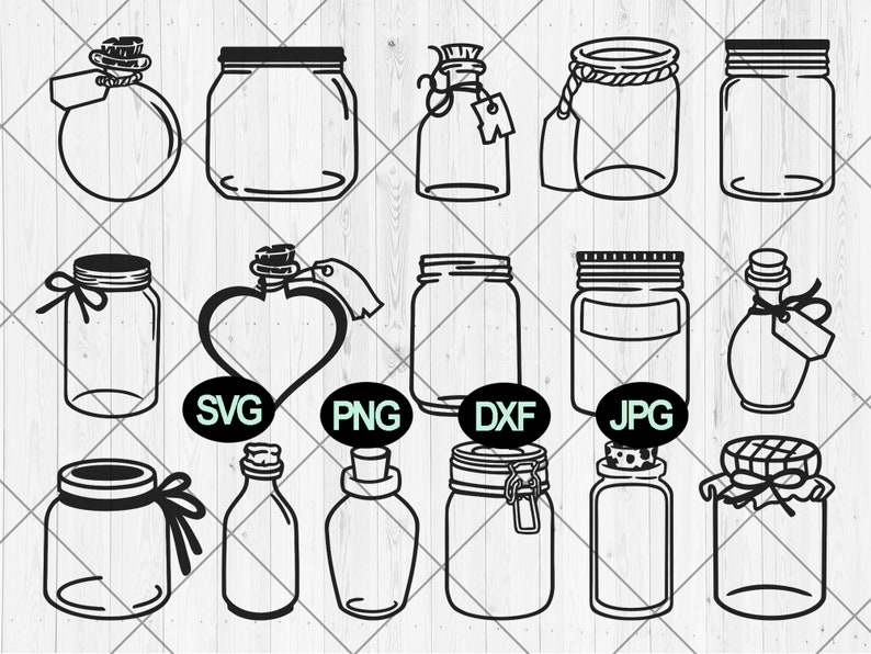 Mason Jar Svg Bundle Potion Bottle Svg Dxf Png Jpg Empty Etsy