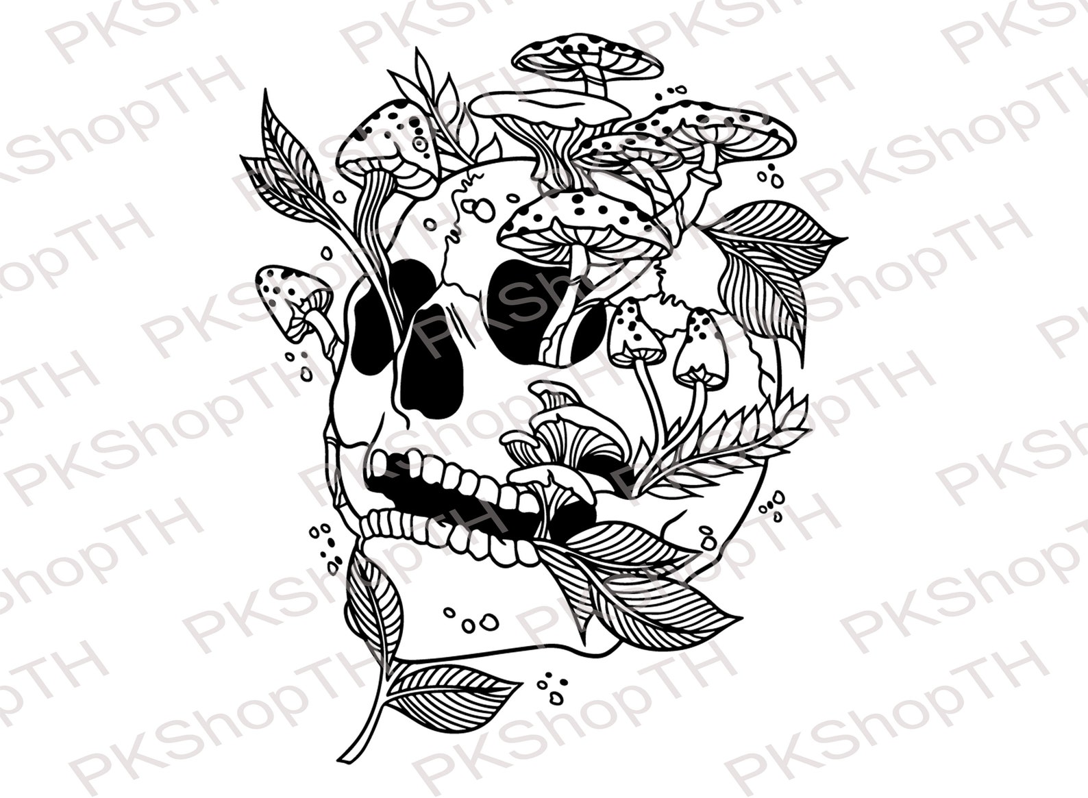 Mushroom skull svg Skull with mushroom svg png pdf jpg Etsy