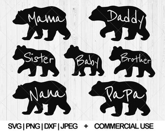 Familie beer svg bundel, Mama beer svg, dxf, png, jpg, Grizzly beer svg, Bear Silhouette, Papa beer svg, Baby beer svg, Instant Download