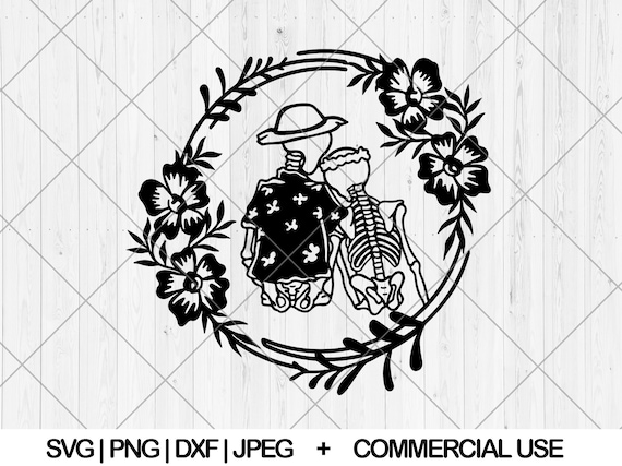 Cute skeleton couple svg, Skull lover svg, png, dxf, jpg, Aloha hawaii skeleton svg, Dead love svg, Skeleton romantic svg, Instant Download