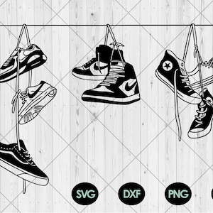 3 Hanging sneakers svg bundle, Hanging shoes svg, png, dxf, jpg, Sneaker pack svg, Basketball shoes svg, Sneakers lover svg Instant Download