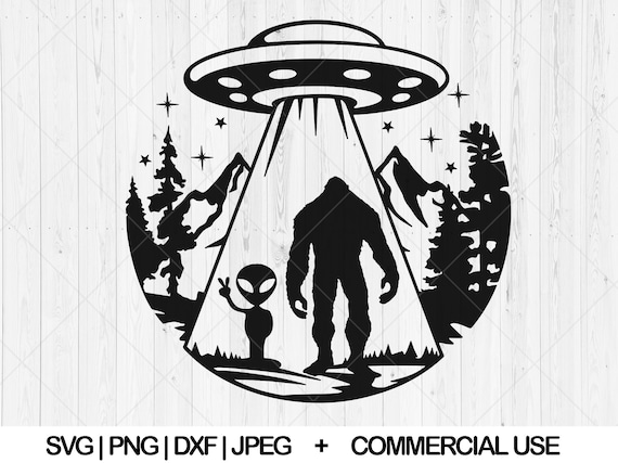 Bigfoot Ufo Abduction - Believe T-Shirt - Moon & Mountain Bigfoot Ufo Abduction - Believe T-Shirt - Moon & Mountain