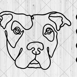 Pitbull line art svg, American pitbull one line art svg, png, dxf, jpg, Pitbull face outline svg, Cute pitbull head svg,  Instant Download