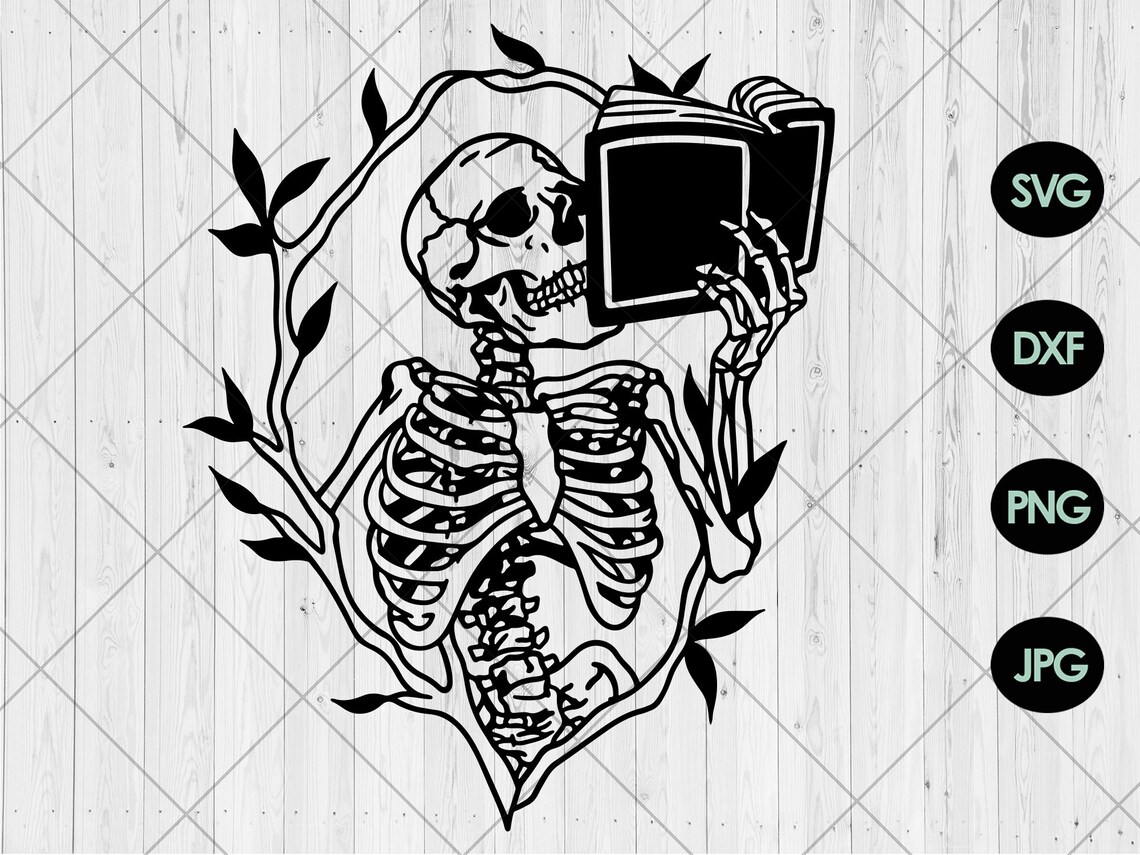 Skeleton Holding Book Svg Floral Book Art Svg Dxf Png Jpg Etsy Australia