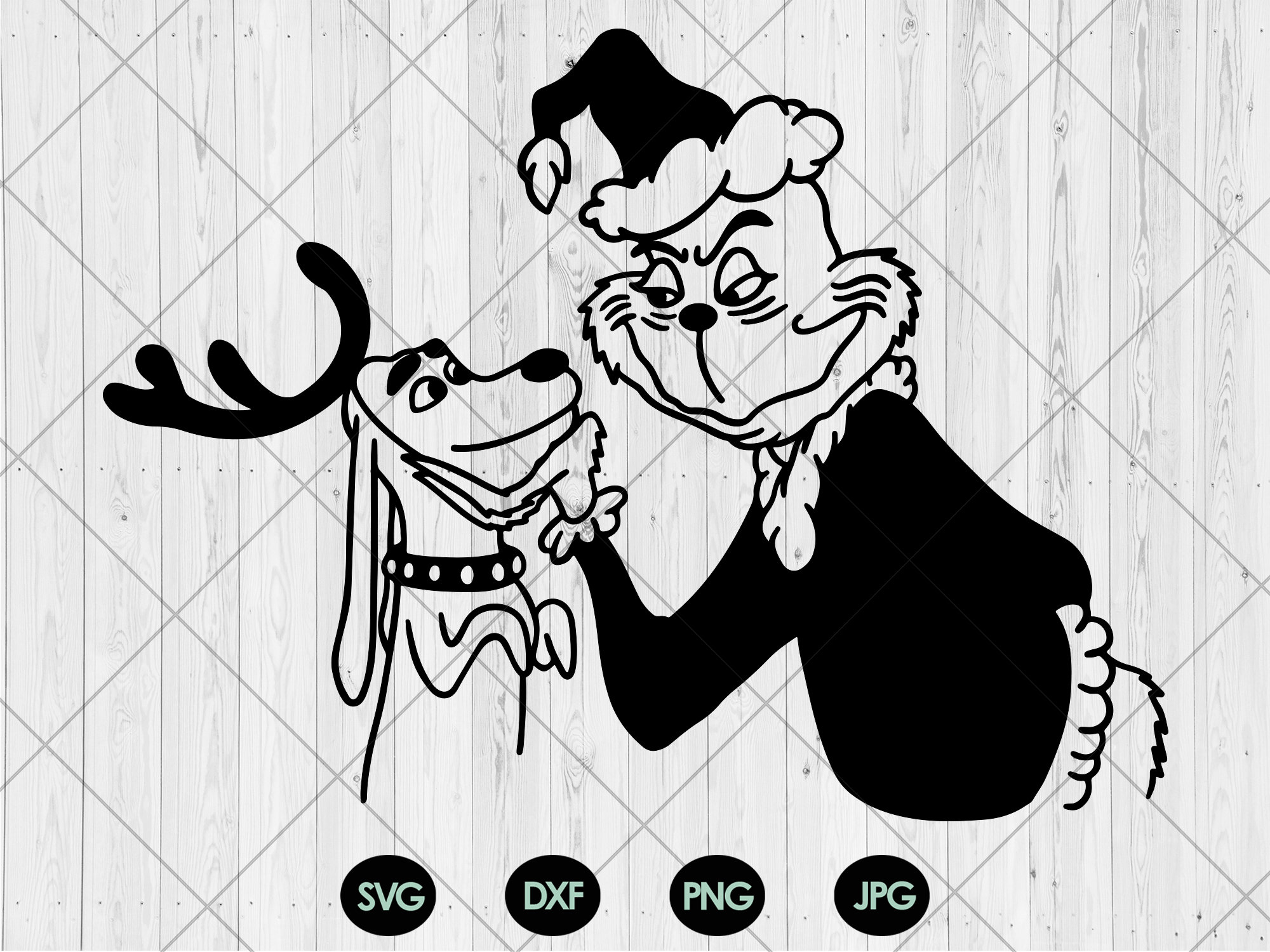 Cute the Grinch and Max Svg Christmas Dog Svg Dxf Png Jpg | Etsy
