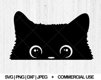 Peeking cat svg, Cat face svg, dxf, png, jpg, Cute cat svg, Fur baby svg, Funny kitten svg, Kitty svg, Cute black cat svg, Instant Download
