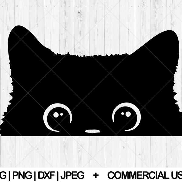 Peeking cat svg, Cat face svg, dxf, png, jpg, Cute cat svg, Fur baby svg, Funny kitten svg, Kitty svg, Cute black cat svg, Instant Download