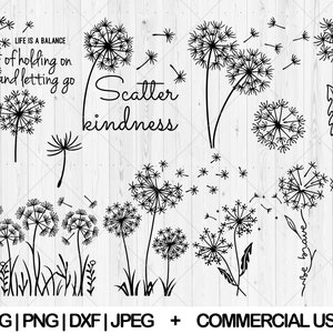 Dandelion svg bundle, Dandelion quote svg, dxf, png, jpg, Just breathe svg, Scatter Kindness svg, Dandelion Blowing Svg, Instant Download