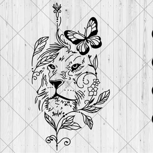 花柄ライオンの顔 svg、矢印ライオン svg、dxf、png、jpg、花付きライオン svg、ライオンの頭 svg、ライオンの花曼荼羅 svg、即時ダウンロード