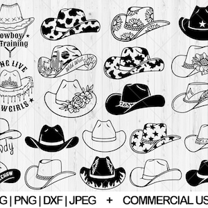 Cowboy hat svg bundle, Cowgirl svg, dxf, png, jpg, Howdy svg, Floral cowboy hat svg, Cactus cowboy hat svg, Wild west svg, Instant Download
