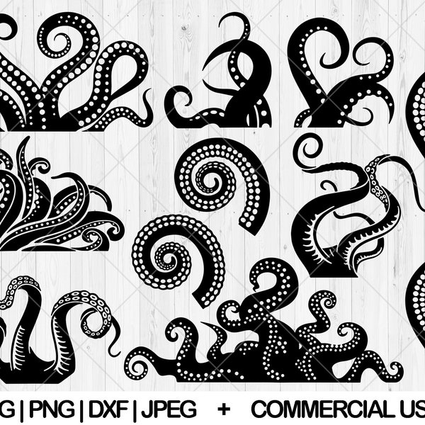 Tentacles svg bundle, Octopus svg, dxf, png, jpg, Squid svg, The kraken svg, Giant squid svg, Octopus tentacles svg, Instant Download