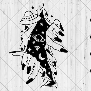 Outer space svg, Hands coming out of wall svg, dxf, png, jpg, Breaking through wall svg, Space galaxy girl svg,Universe svg Instant Download