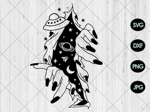 Outer space svg, Hands coming out of wall svg, dxf, png, jpg, Breaking through wall svg, Space galaxy girl svg,Universe svg Instant Download