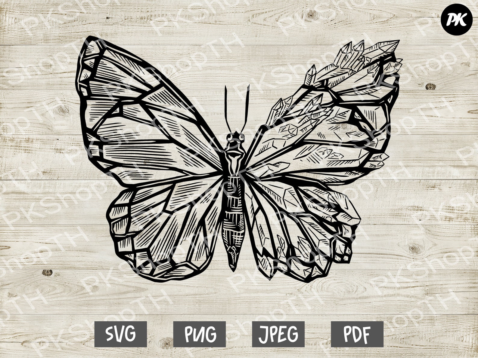 Crystal butterfly svg png pdf jpg Mythical crystal Etsy