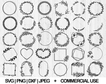 60 wreath svg bundle, Floral wreath svg, png, dxf, jpg, Leaf wreath svg, Wedding wreath svg, Christmas wreath svg, Leaf svg,Instant download