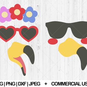 Flamingo face svg, Cute flamingo face svg, dxf, png, jpg, Flamingo with flowers svg, Flamingo sunglasses svg, Bird face svg,Instant Download