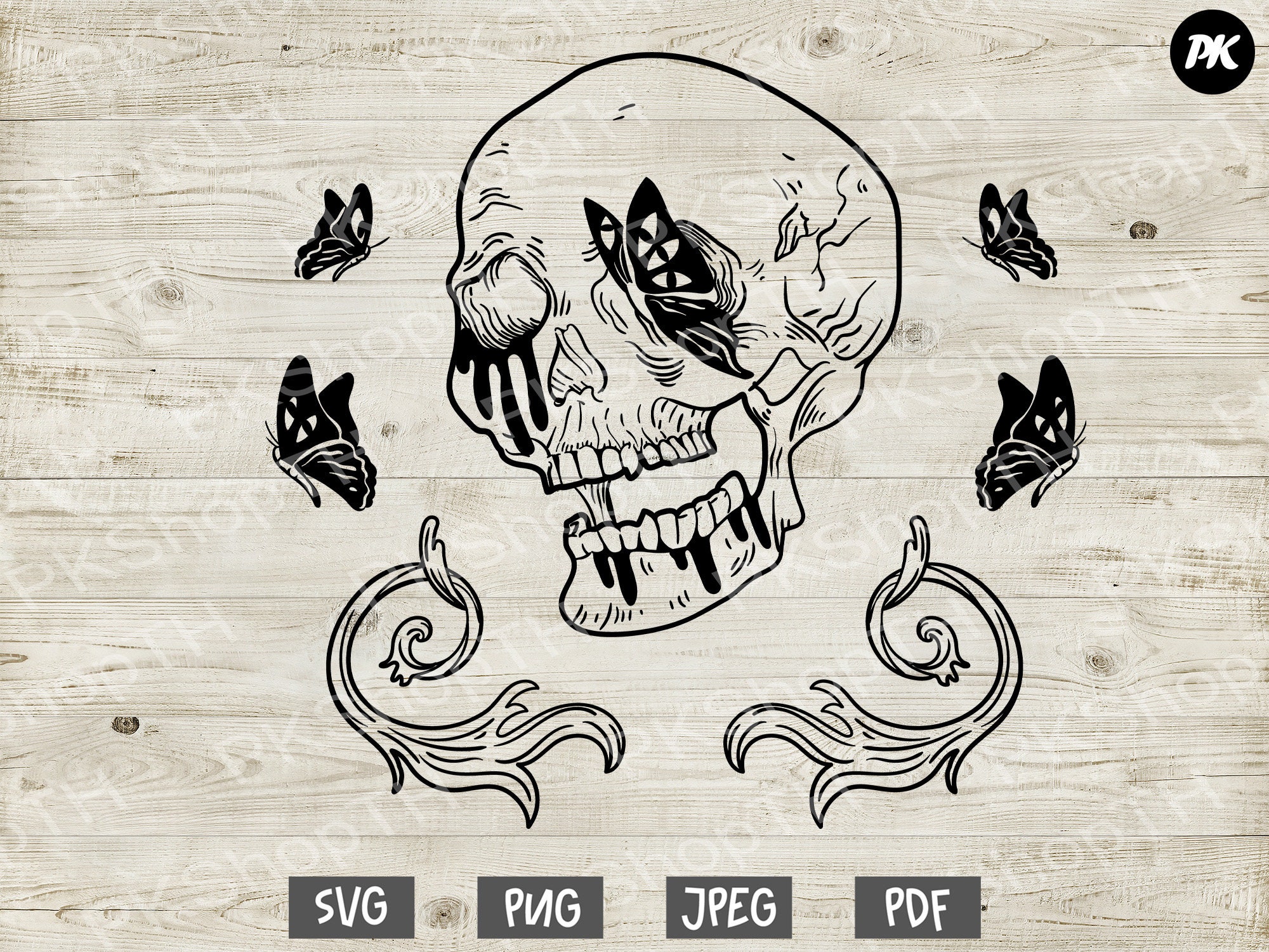 Download Skull butterfly svg Skeleton butterfly svg png pdf jpg | Etsy