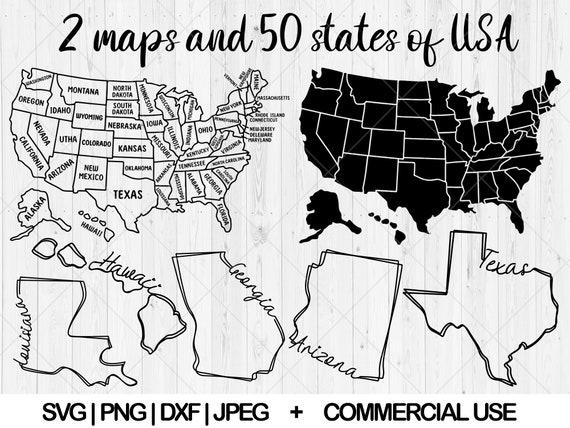 USA map svg bundle, 50 States of America svg, dxf, png, jpg, America map svg, Travel map svg, United States map svg, Instant Download