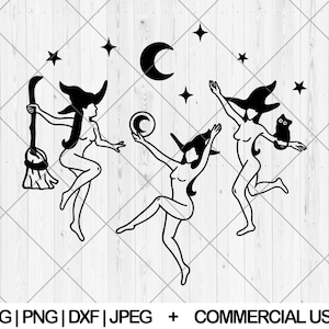Dancing witch svg, Halloween witch club svg, dxf, png, jpg, Witchcraft svg, Witch vibes svg, Witchy svg, Mystical witch svg,Instant Download