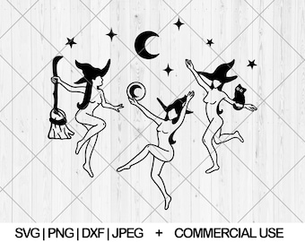 Dancing witch svg, Halloween witch club svg, dxf, png, jpg, Witchcraft svg, Witch vibes svg, Witchy svg, Mystical witch svg,Instant Download