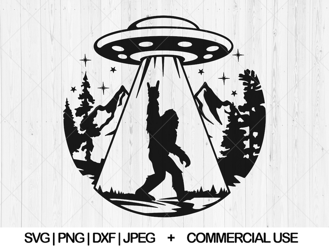 Bigfoot Under the Moon Svg, Alien Abduction Svg, Dxf, Png, Jpg, UFO Svg ...