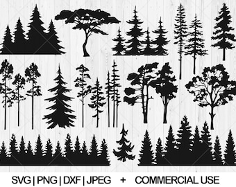 Tree svg bundle, Forest line svg, dxf, png, jpg, Tree line svg, Forest tree svg, Forest trees silhouette, Pine tree svg, Instant Download