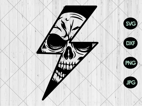 Lightning Skull Svg Electric Skull Svg Dxf Png Jpg Skull | Etsy UK
