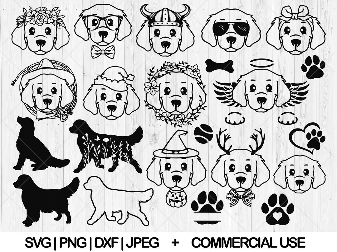Golden Retriever Svg Bundle, Goldie Svg, Dxf, Png, Jpg, Floral Dog Svg ...