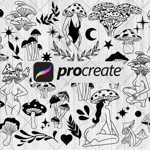40+ francobolli di procreazione di funghi, pennelli per procreazione di funghi magici carini, francobolli per ragazze di funghi procreati, timbro del corpo di procreato, download istantaneo